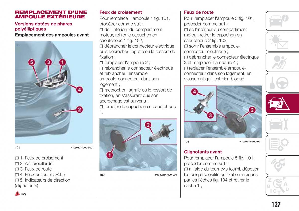 Fiat Tipo combi manuel du proprietaire / page 127