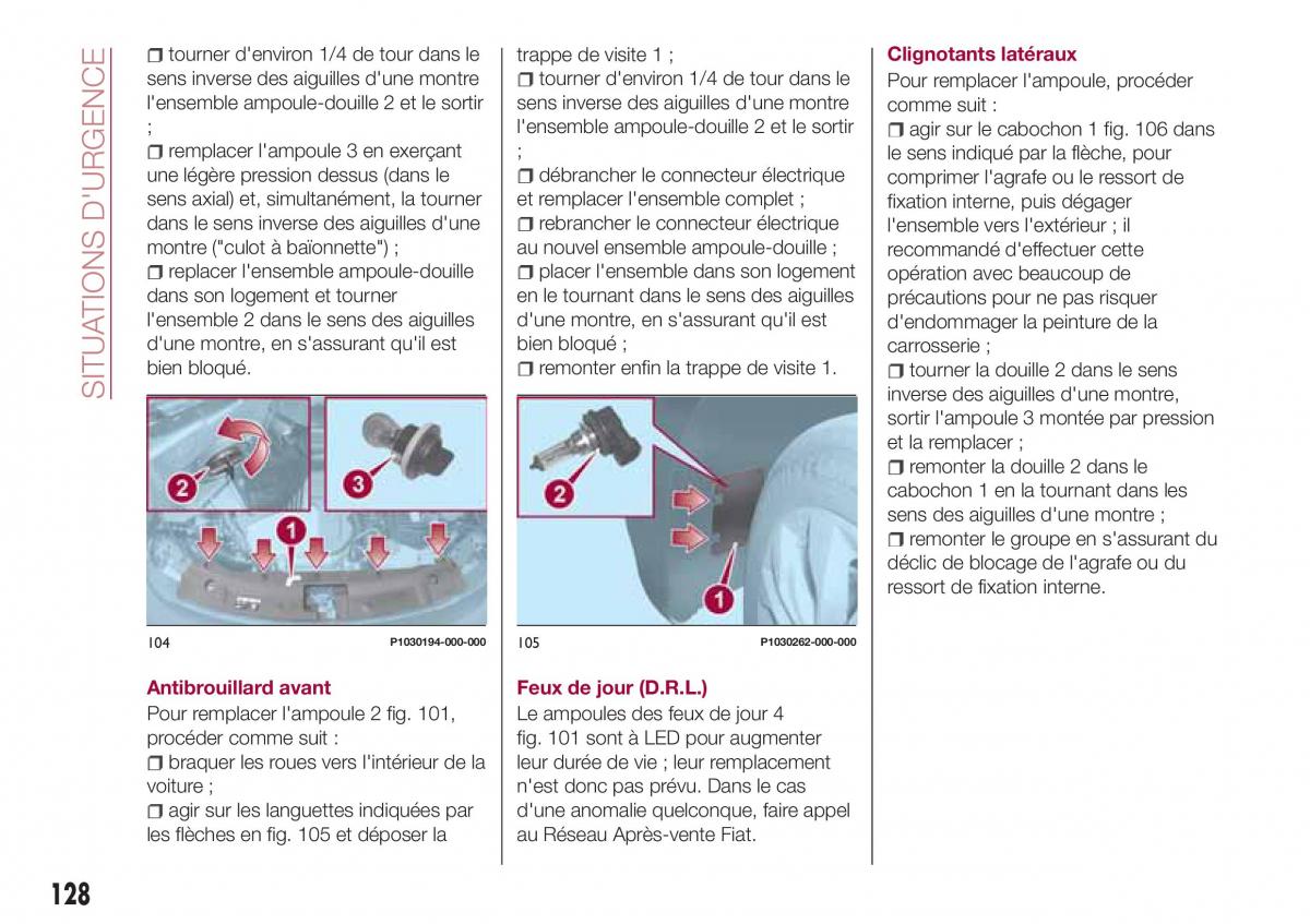 Fiat Tipo combi manuel du proprietaire / page 128