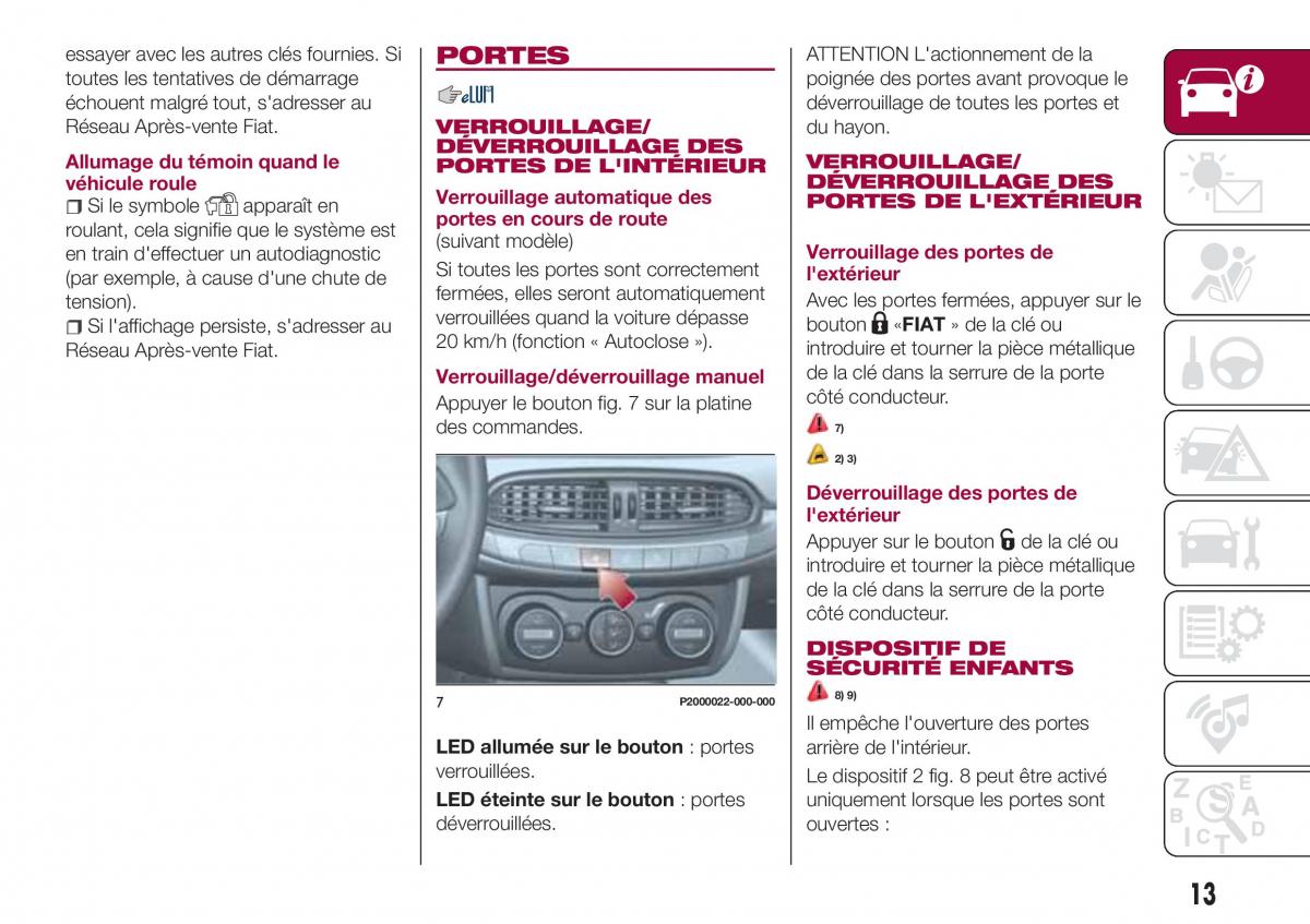 Fiat Tipo combi manuel du proprietaire / page 13