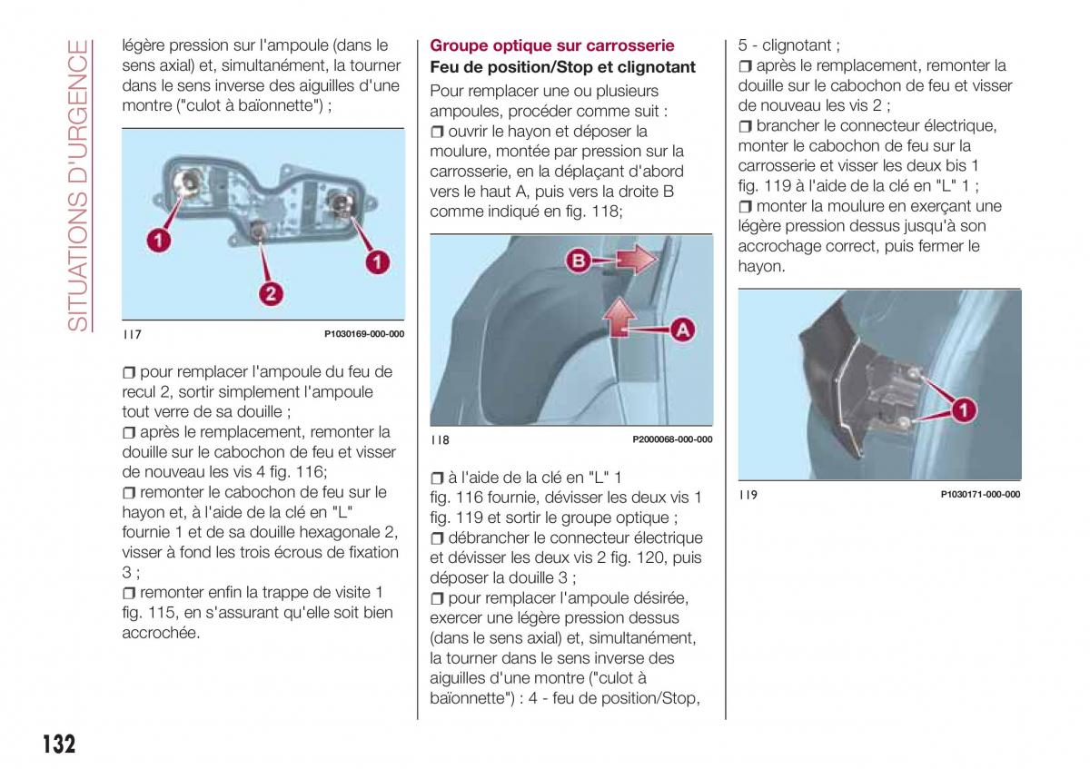 Fiat Tipo combi manuel du proprietaire / page 132