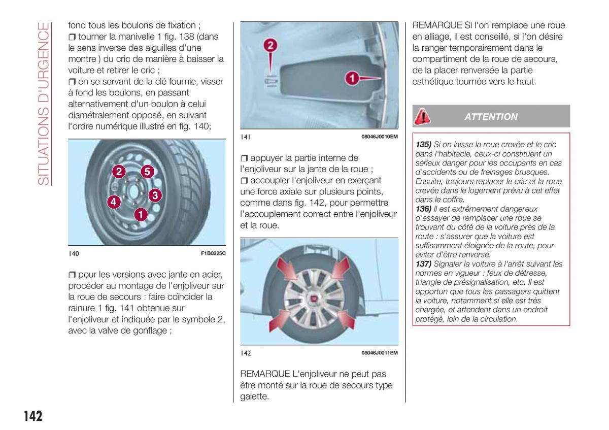 Fiat Tipo combi manuel du proprietaire / page 142