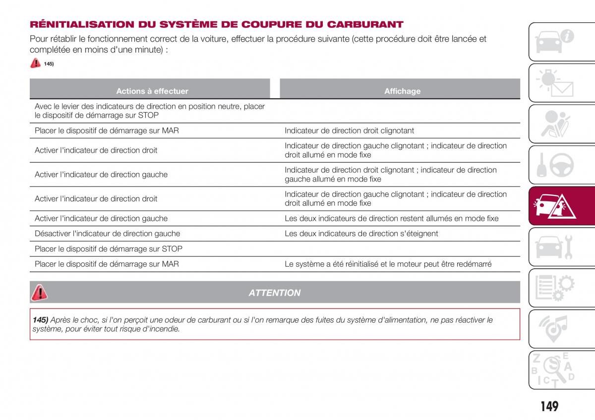 Fiat Tipo combi manuel du proprietaire / page 149