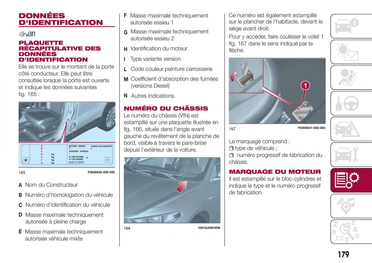 Fiat Tipo combi manuel du proprietaire / page 179