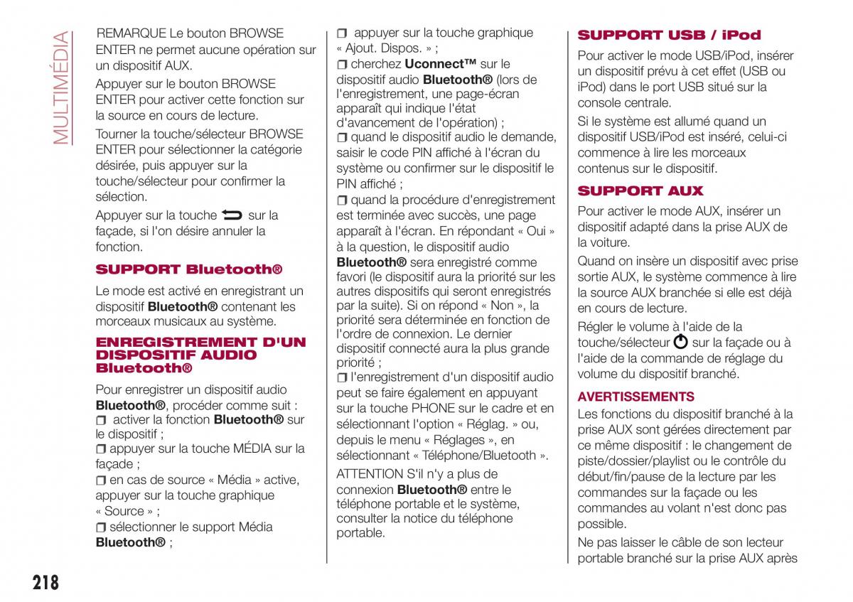 Fiat Tipo combi manuel du proprietaire / page 218