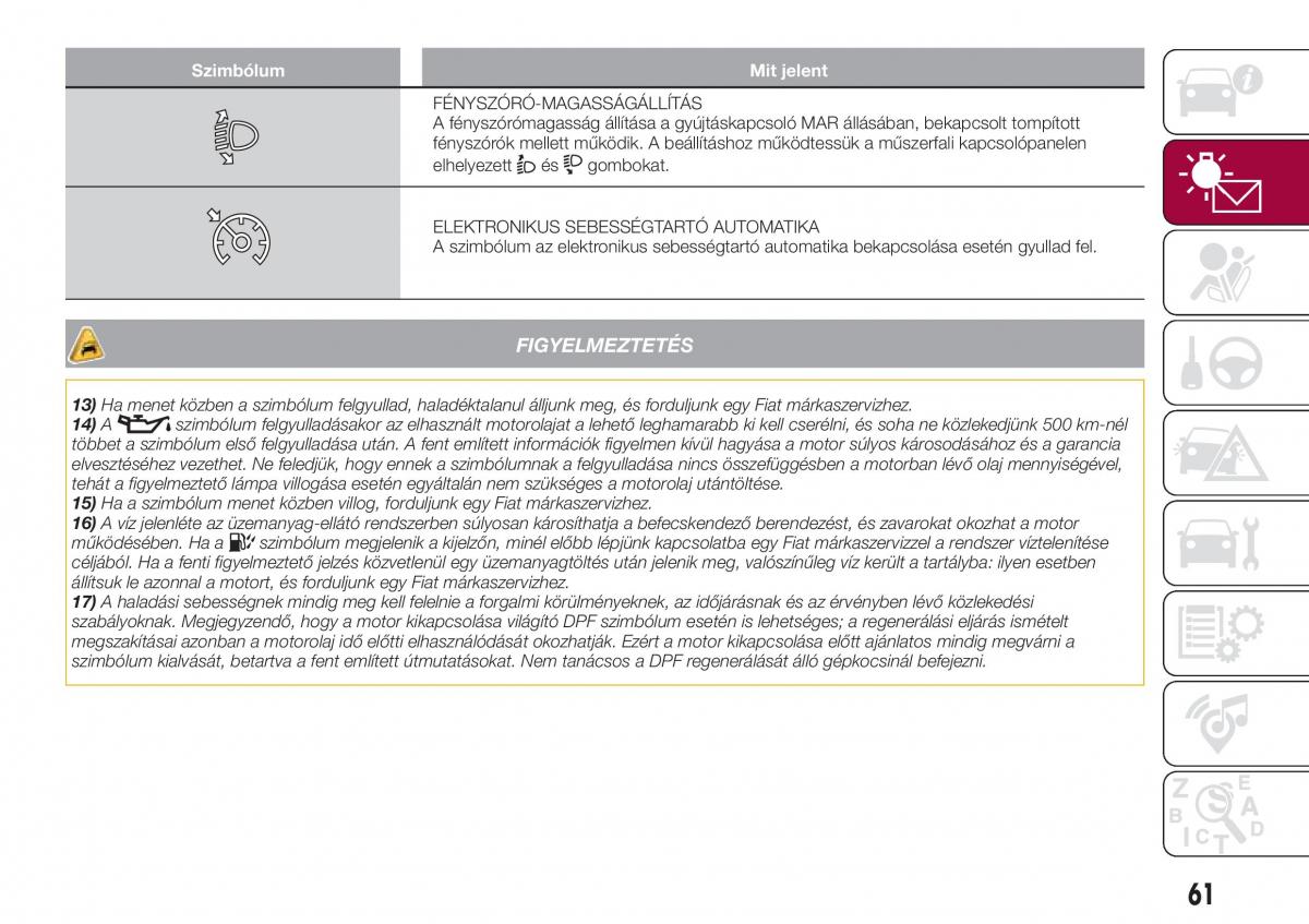 Fiat Tipo combi Kezelesi utmutato / page 63
