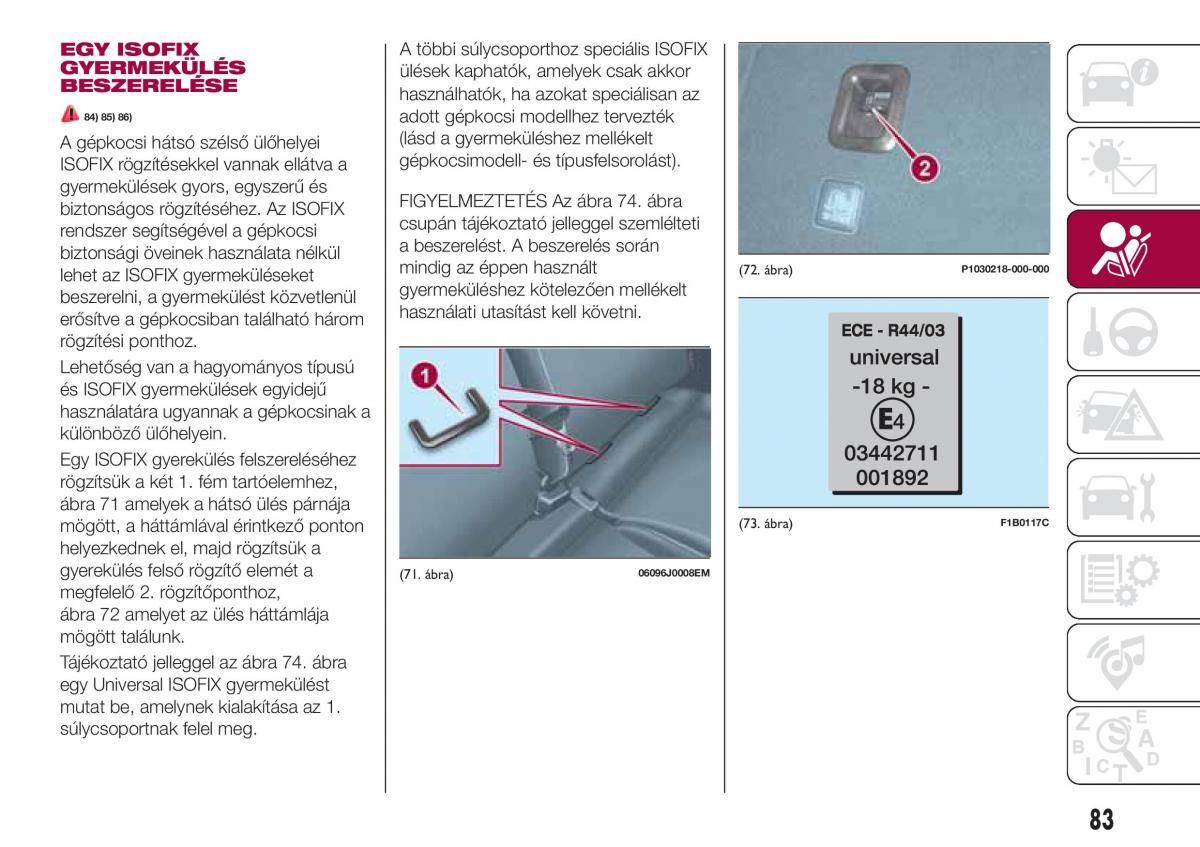 Fiat Tipo combi Kezelesi utmutato / page 85