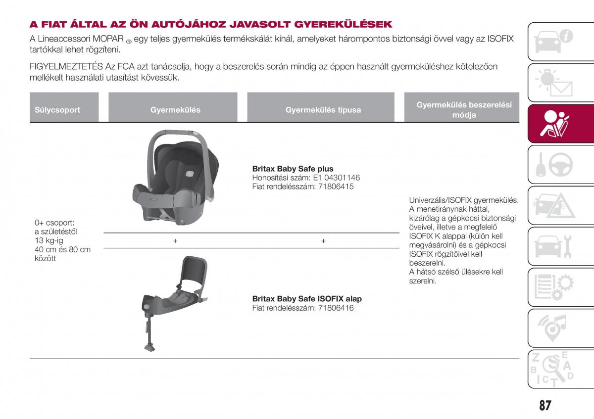 Fiat Tipo combi Kezelesi utmutato / page 89