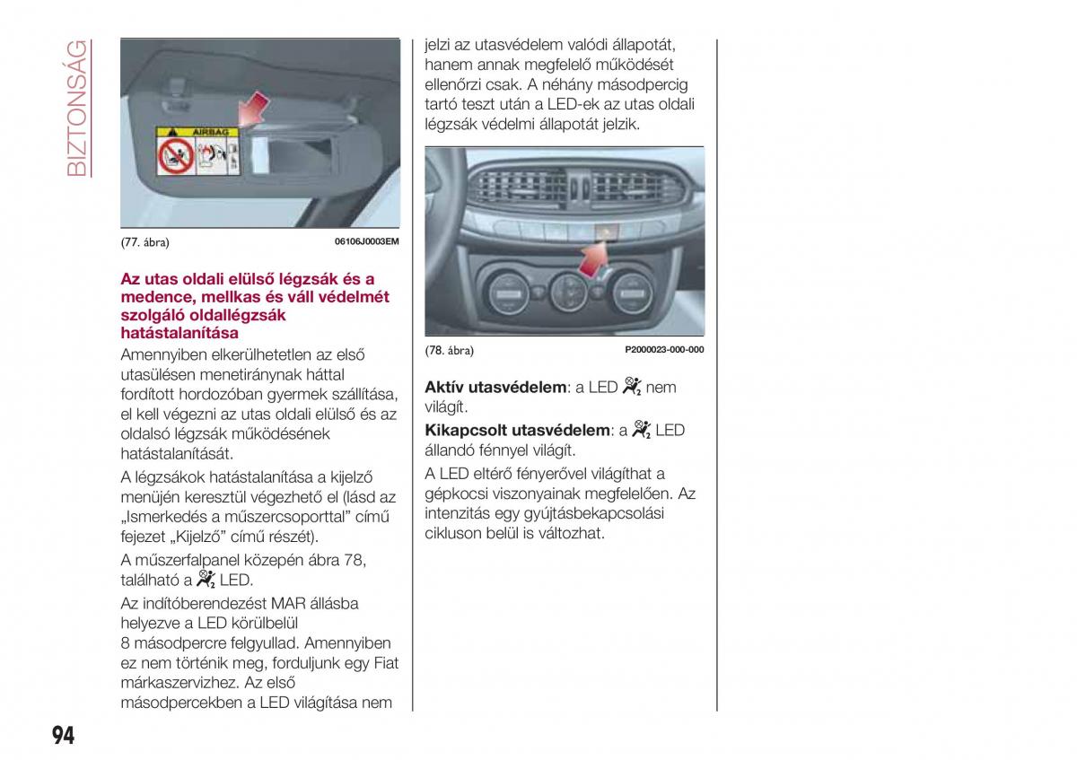 Fiat Tipo combi Kezelesi utmutato / page 96