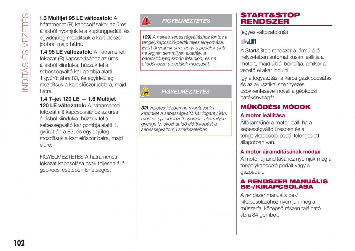 Fiat Tipo combi Kezelesi utmutato / page 104