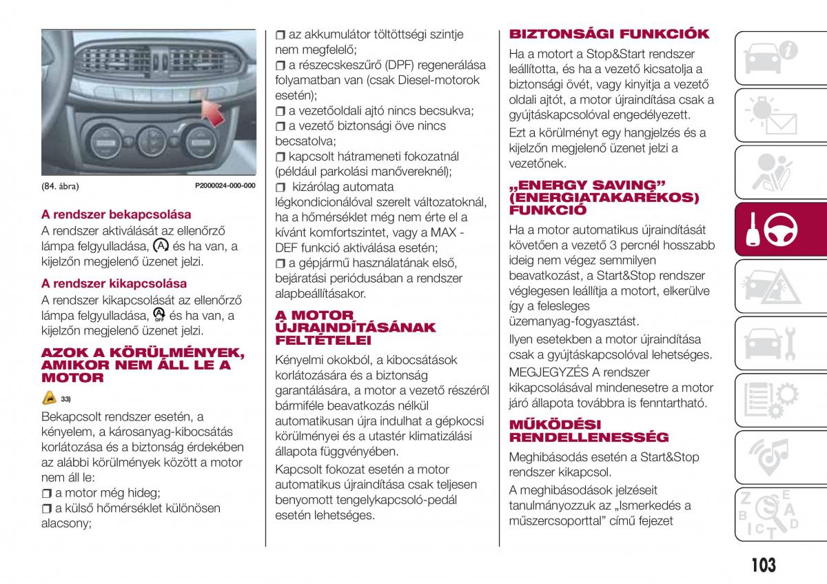 Fiat Tipo combi Kezelesi utmutato / page 105