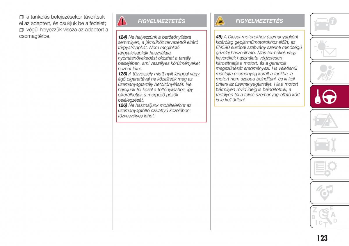 Fiat Tipo combi Kezelesi utmutato / page 125