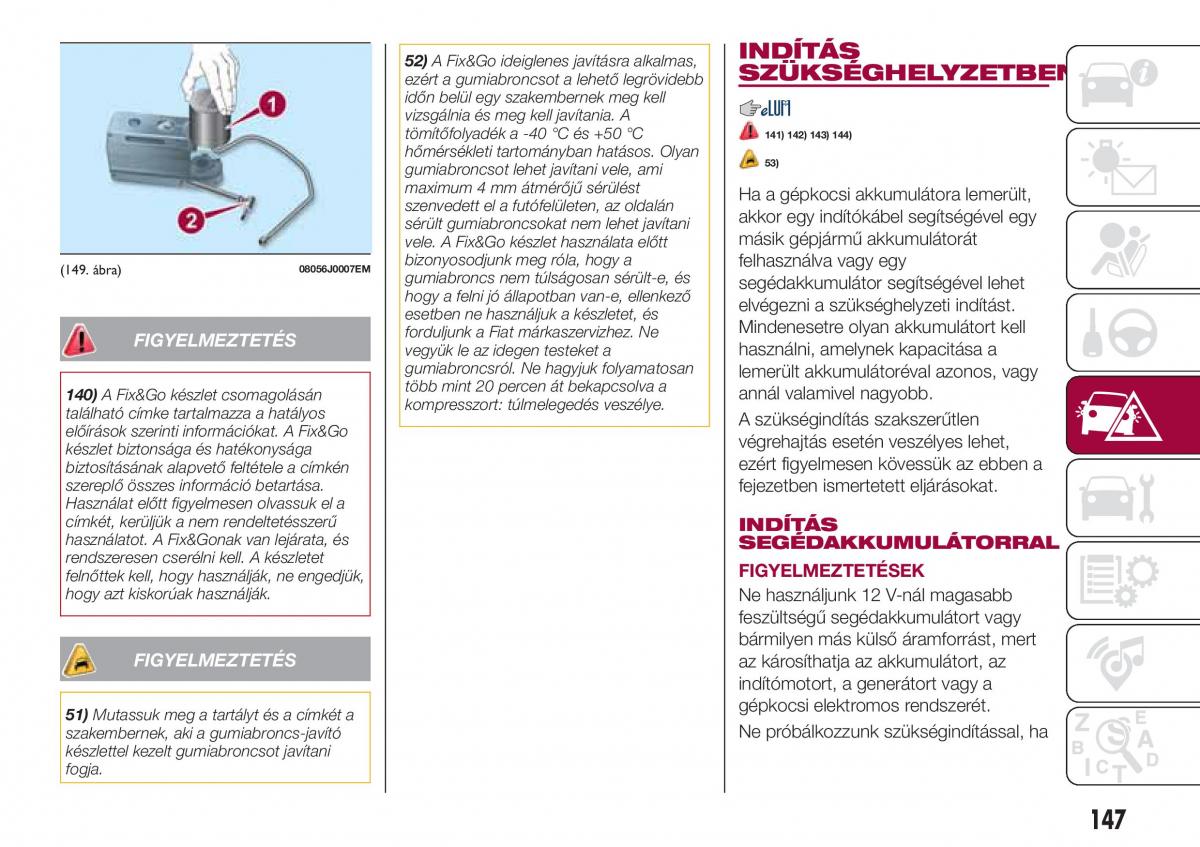 Fiat Tipo combi Kezelesi utmutato / page 149