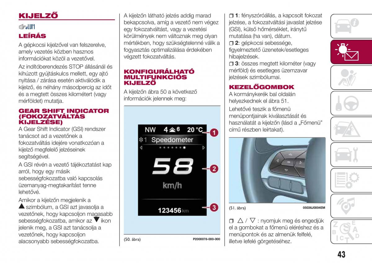 Fiat Tipo combi Kezelesi utmutato / page 45