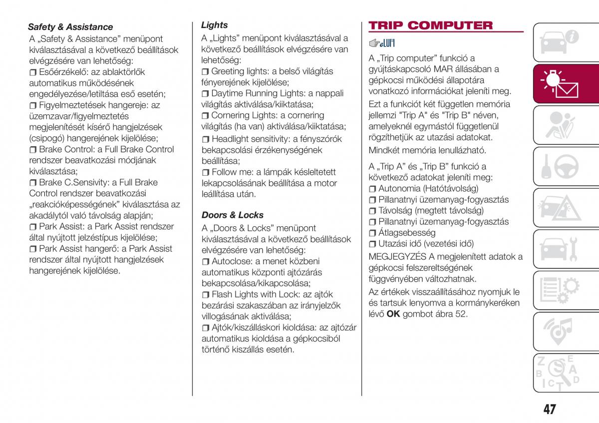 Fiat Tipo combi Kezelesi utmutato / page 49