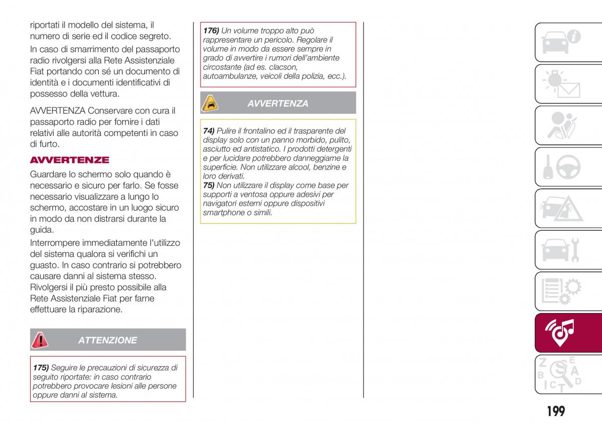 Fiat Tipo combi manuale del proprietario / page 201