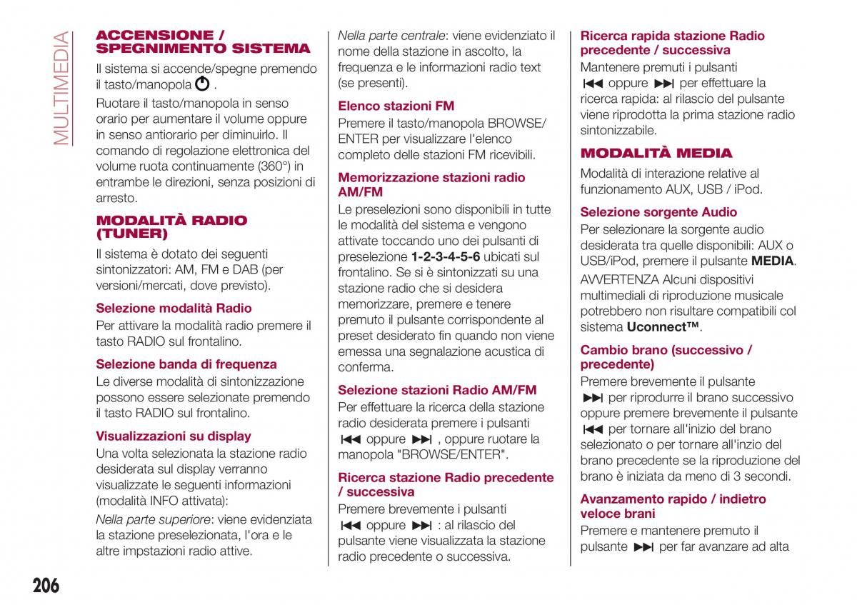 Fiat Tipo combi manuale del proprietario / page 208