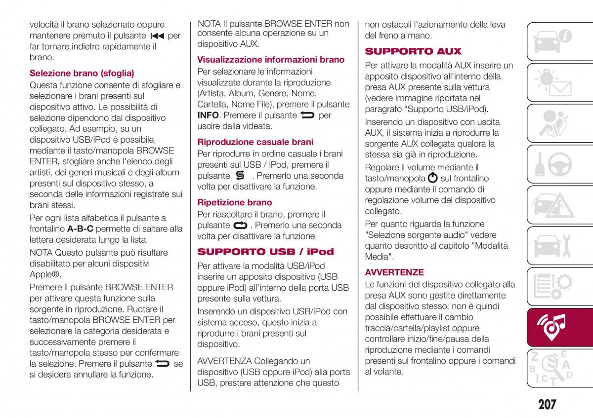 Fiat Tipo combi manuale del proprietario / page 209