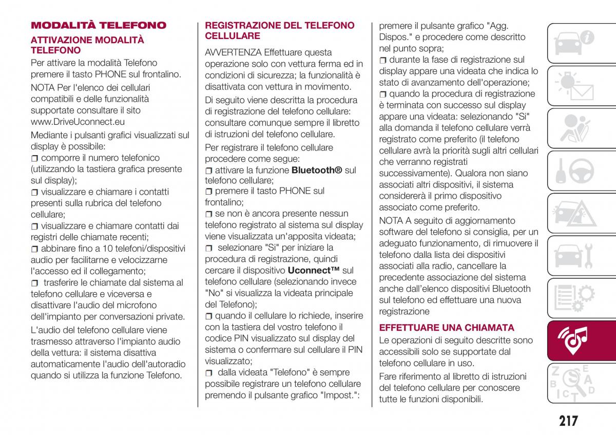 Fiat Tipo combi manuale del proprietario / page 219