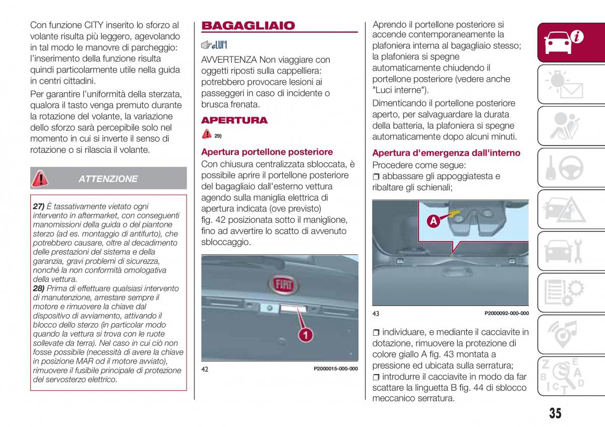 Fiat Tipo combi manuale del proprietario / page 37