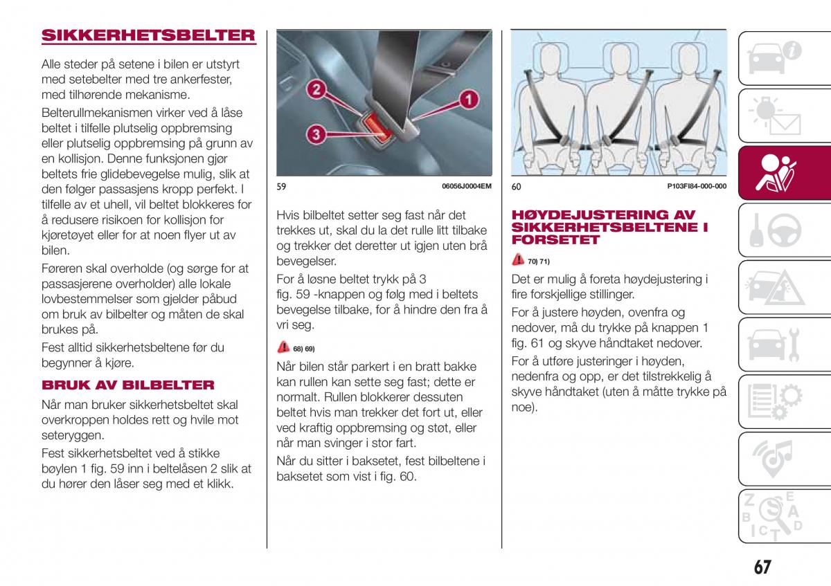 Fiat Tipo combi bruksanvisningen / page 69