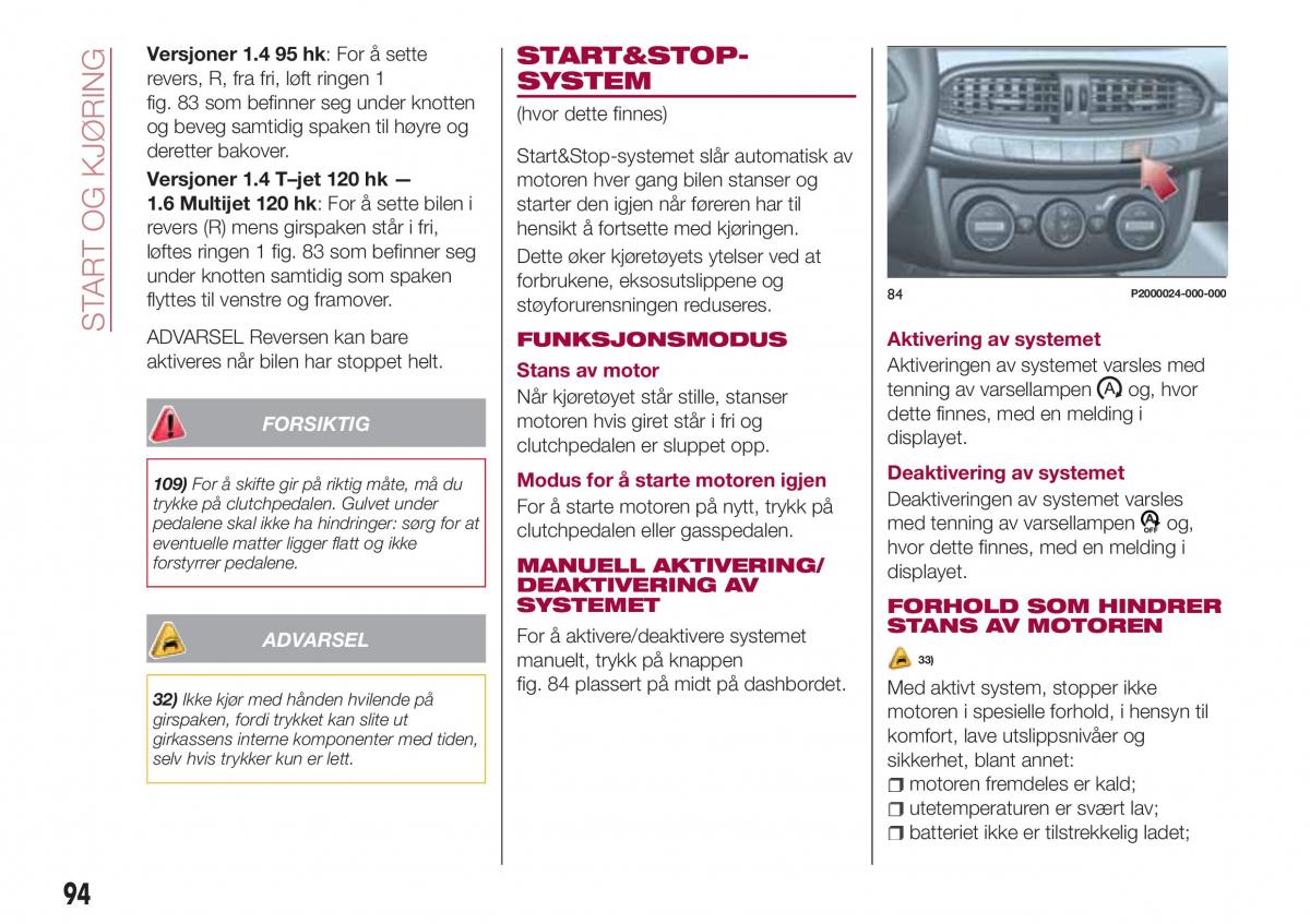 Fiat Tipo combi bruksanvisningen / page 96