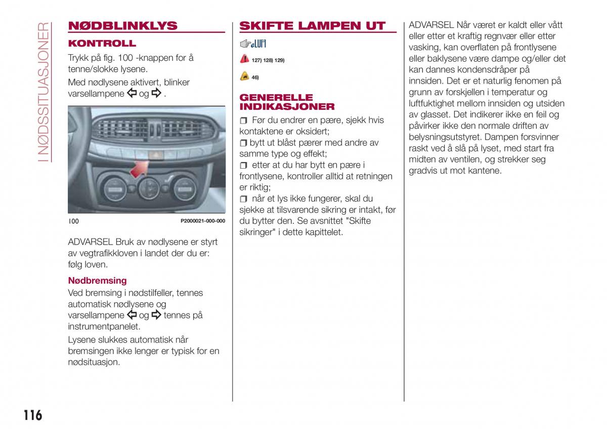 Fiat Tipo combi bruksanvisningen / page 118