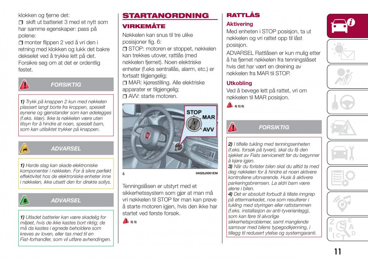 Fiat Tipo combi bruksanvisningen / page 13