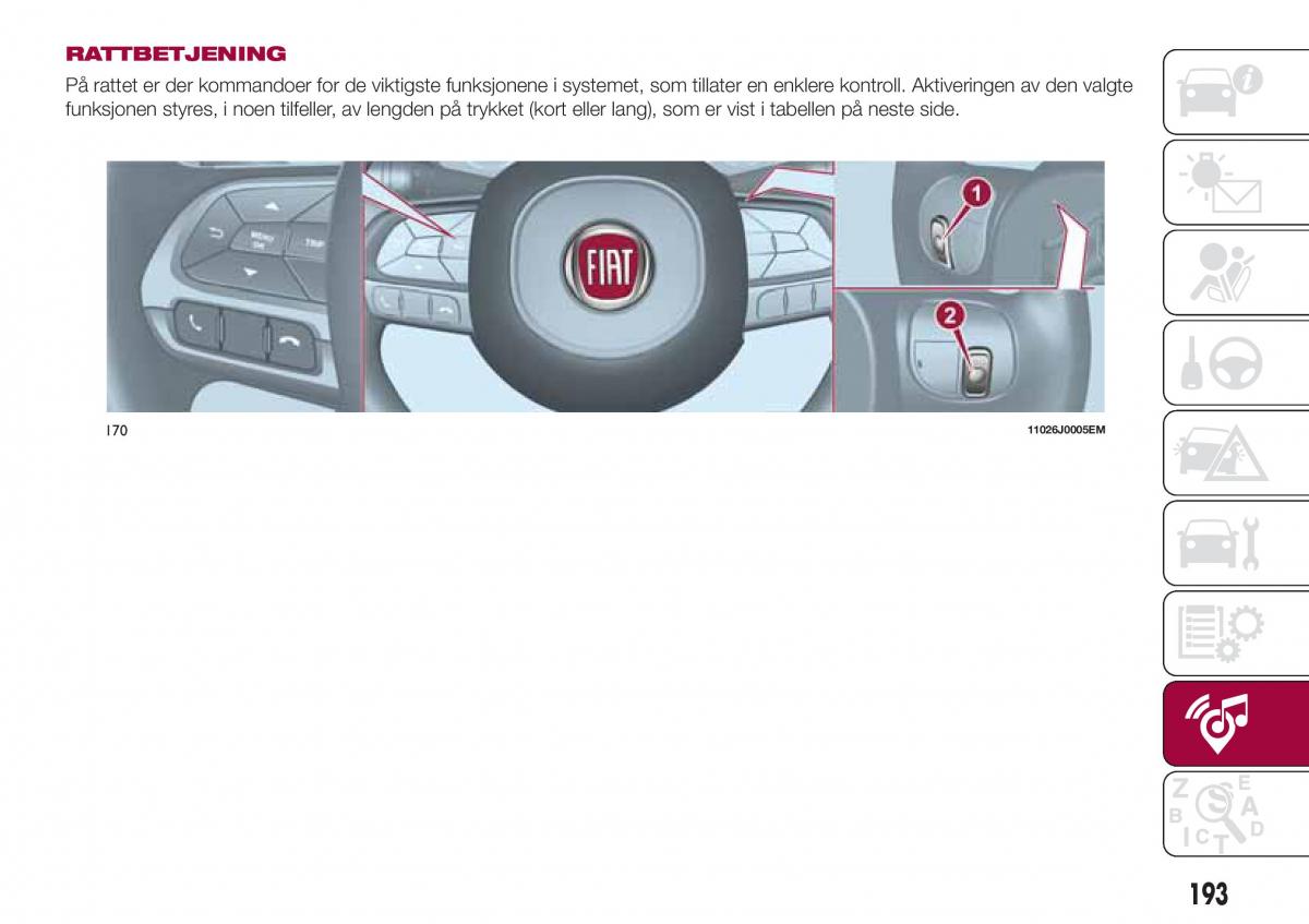 Fiat Tipo combi bruksanvisningen / page 195