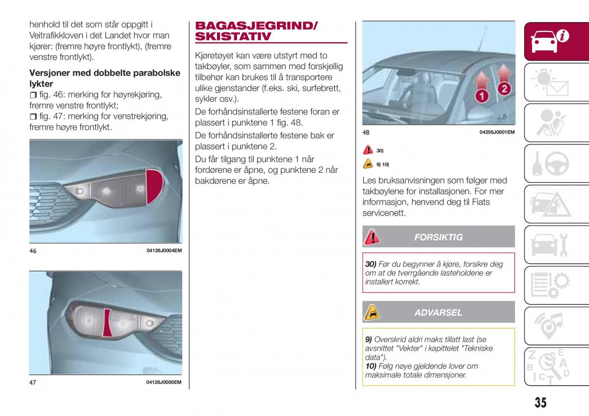 Fiat Tipo combi bruksanvisningen / page 37