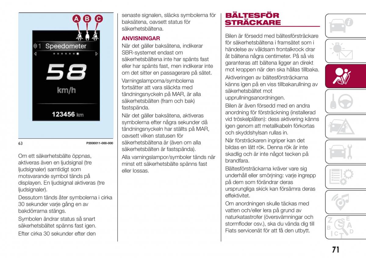 Fiat Tipo combi instruktionsbok / page 73