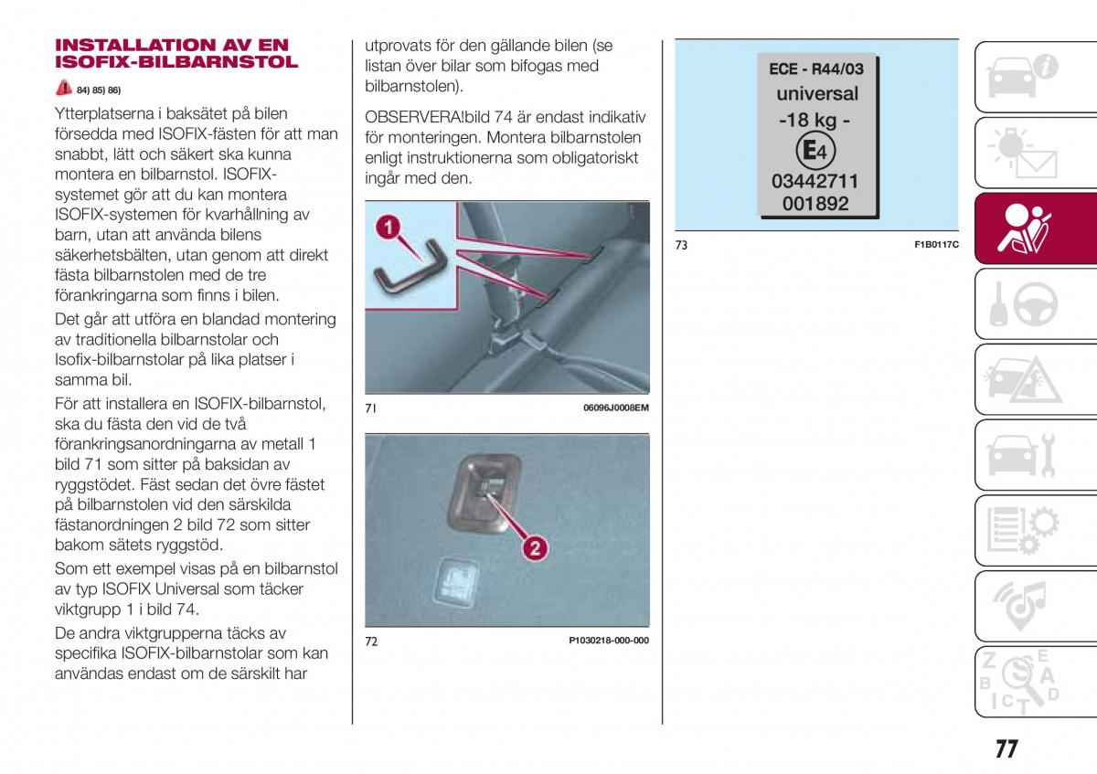 Fiat Tipo combi instruktionsbok / page 79