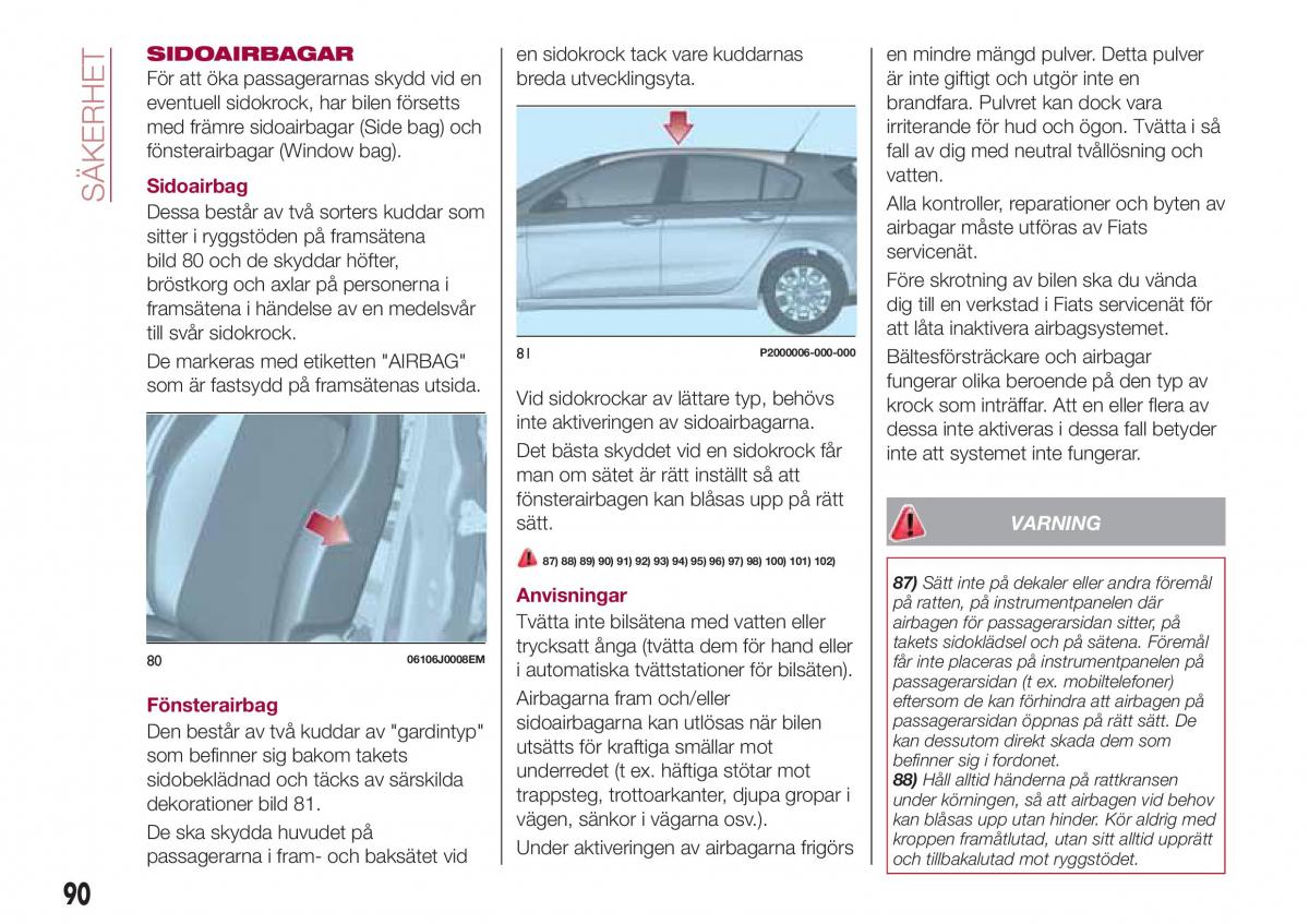 Fiat Tipo combi instruktionsbok / page 92