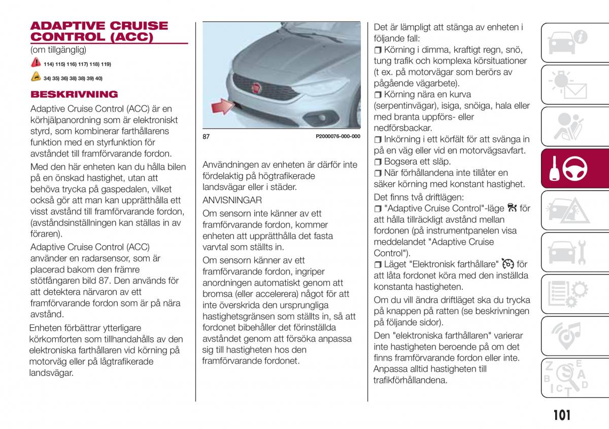 Fiat Tipo combi instruktionsbok / page 103