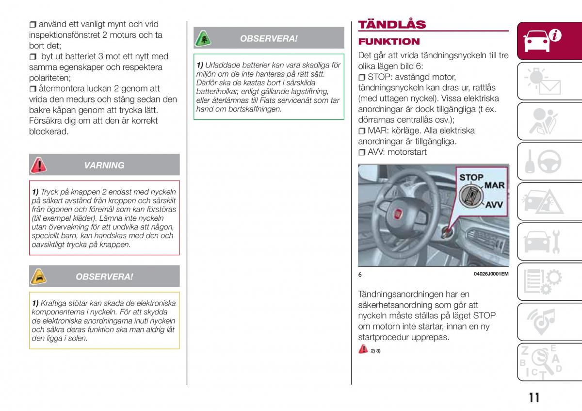 Fiat Tipo combi instruktionsbok / page 13