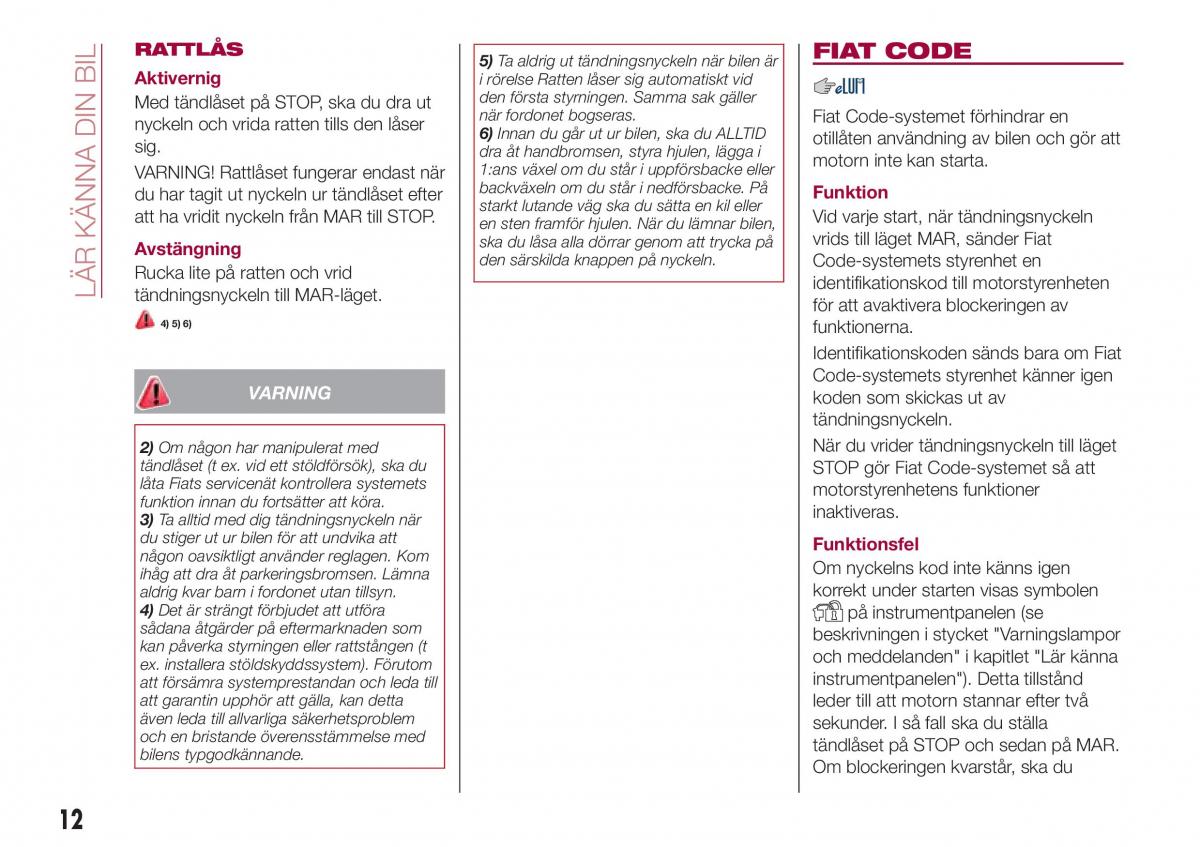 Fiat Tipo combi instruktionsbok / page 14