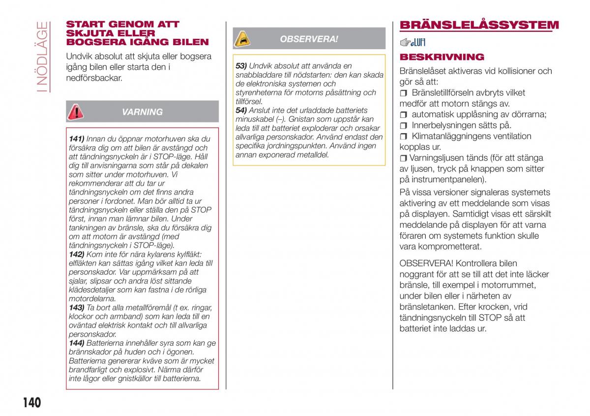 Fiat Tipo combi instruktionsbok / page 142