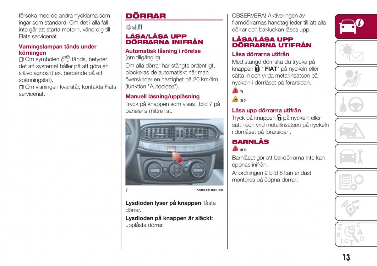 Fiat Tipo combi instruktionsbok / page 15