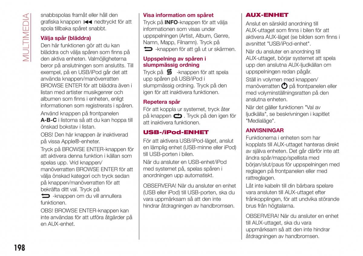 Fiat Tipo combi instruktionsbok / page 200