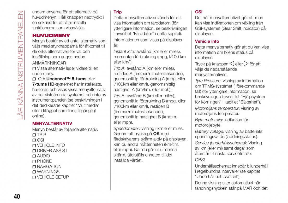 Fiat Tipo combi instruktionsbok / page 42