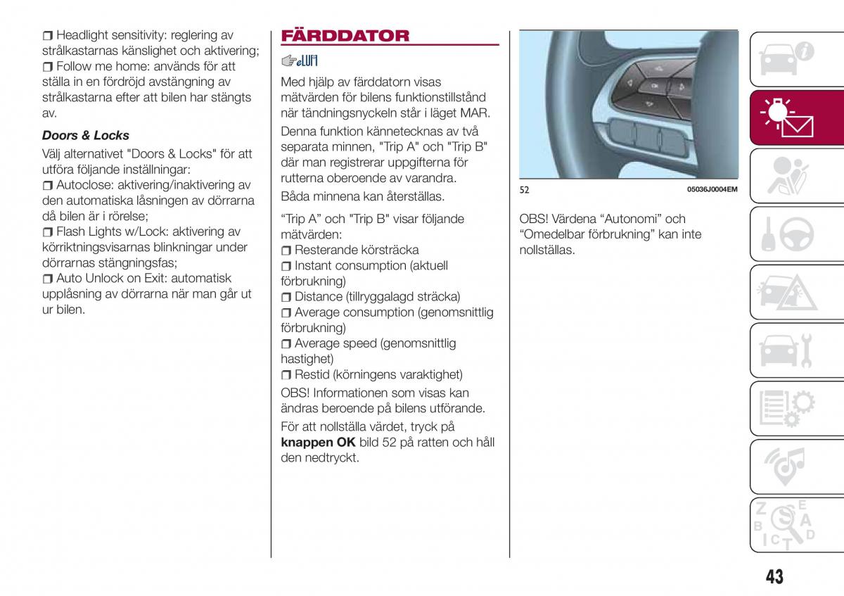 Fiat Tipo combi instruktionsbok / page 45