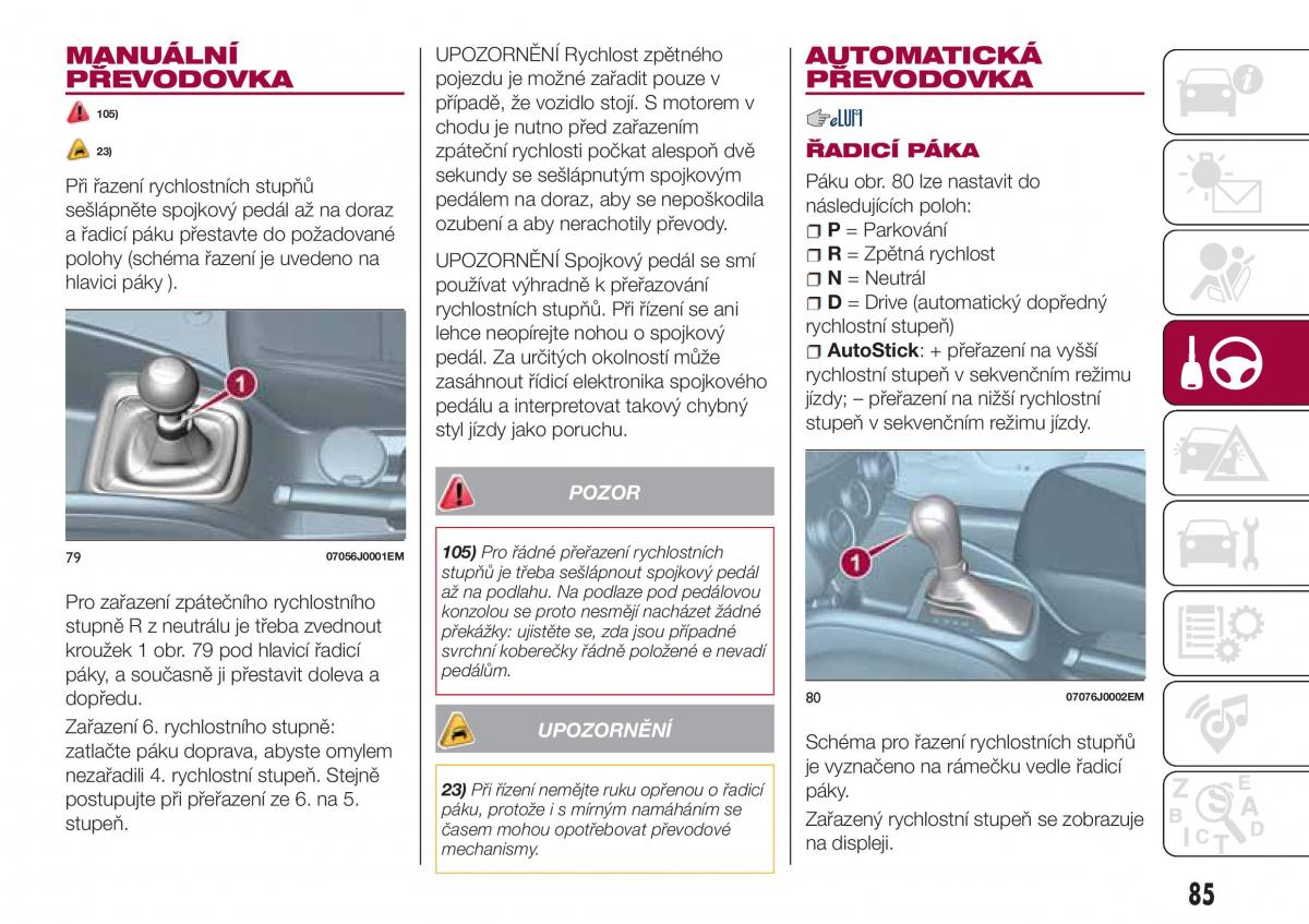 Fiat Tipo sedan navod k obsludze / page 87