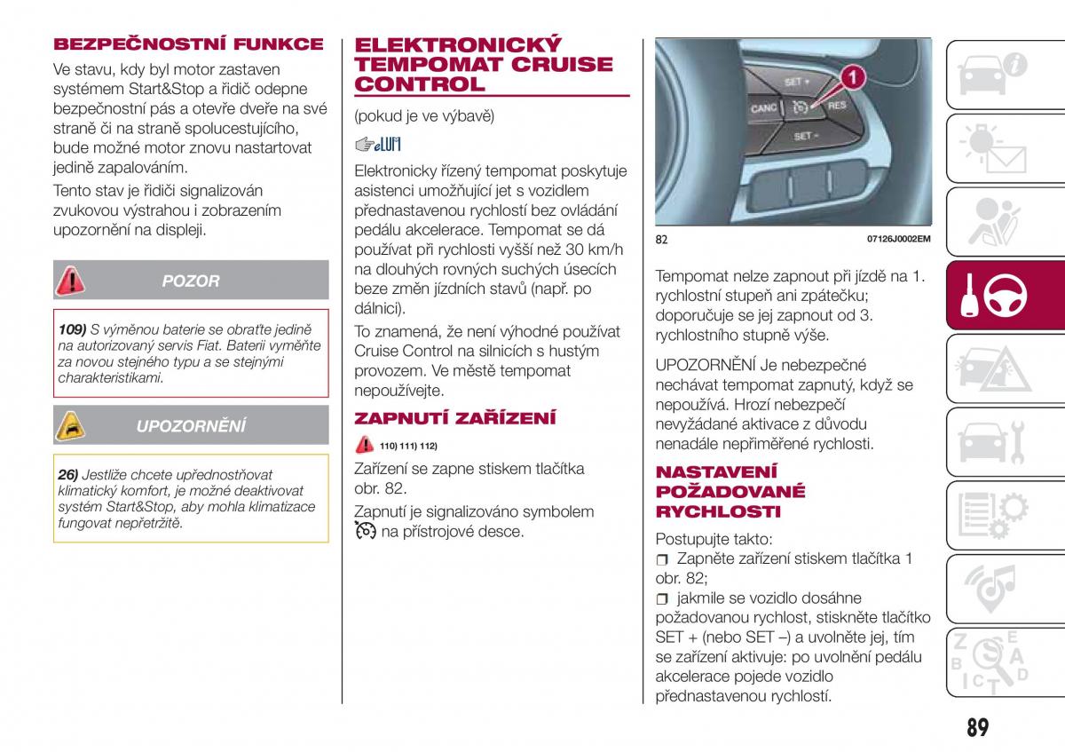 Fiat Tipo sedan navod k obsludze / page 91