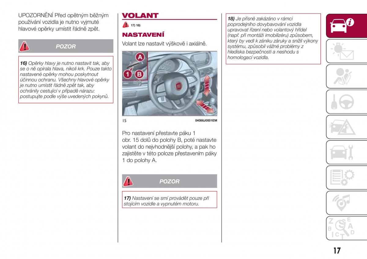 Fiat Tipo sedan navod k obsludze / page 19