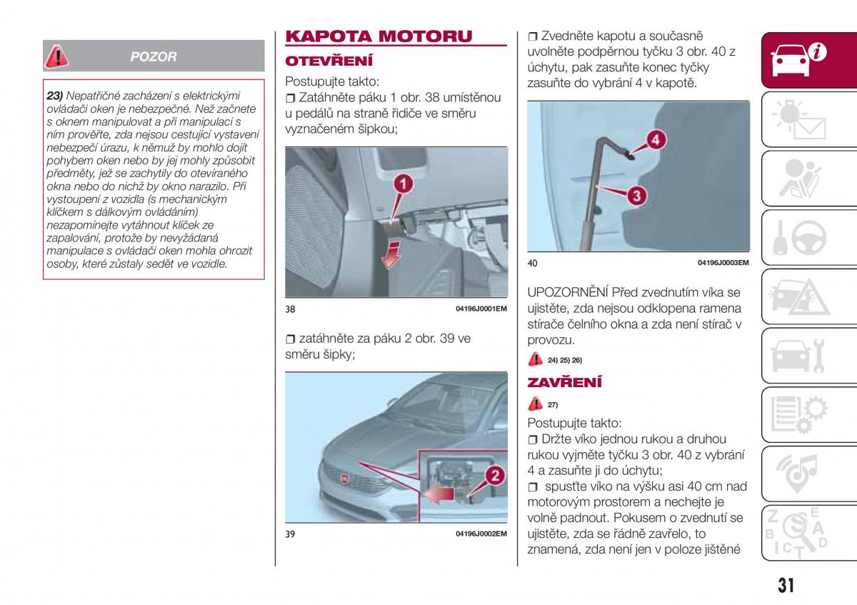 Fiat Tipo sedan navod k obsludze / page 33