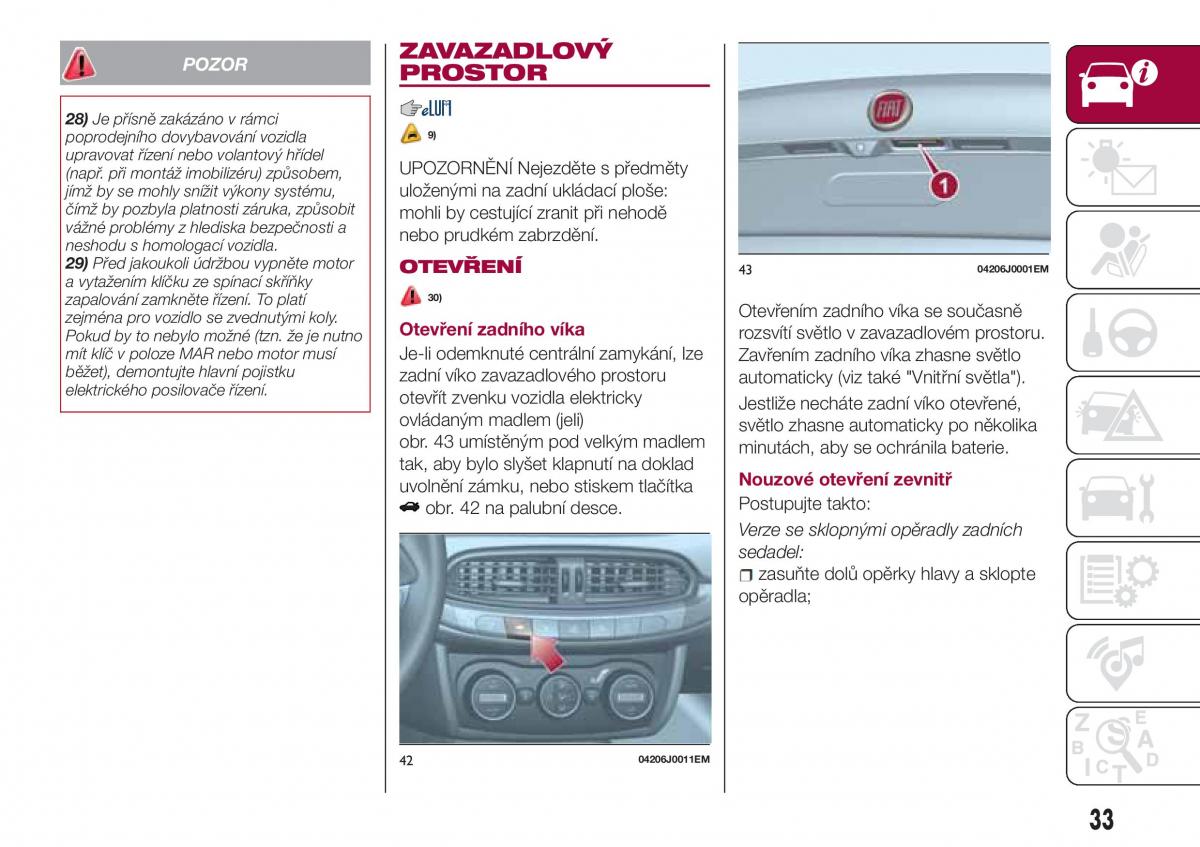 Fiat Tipo sedan navod k obsludze / page 35