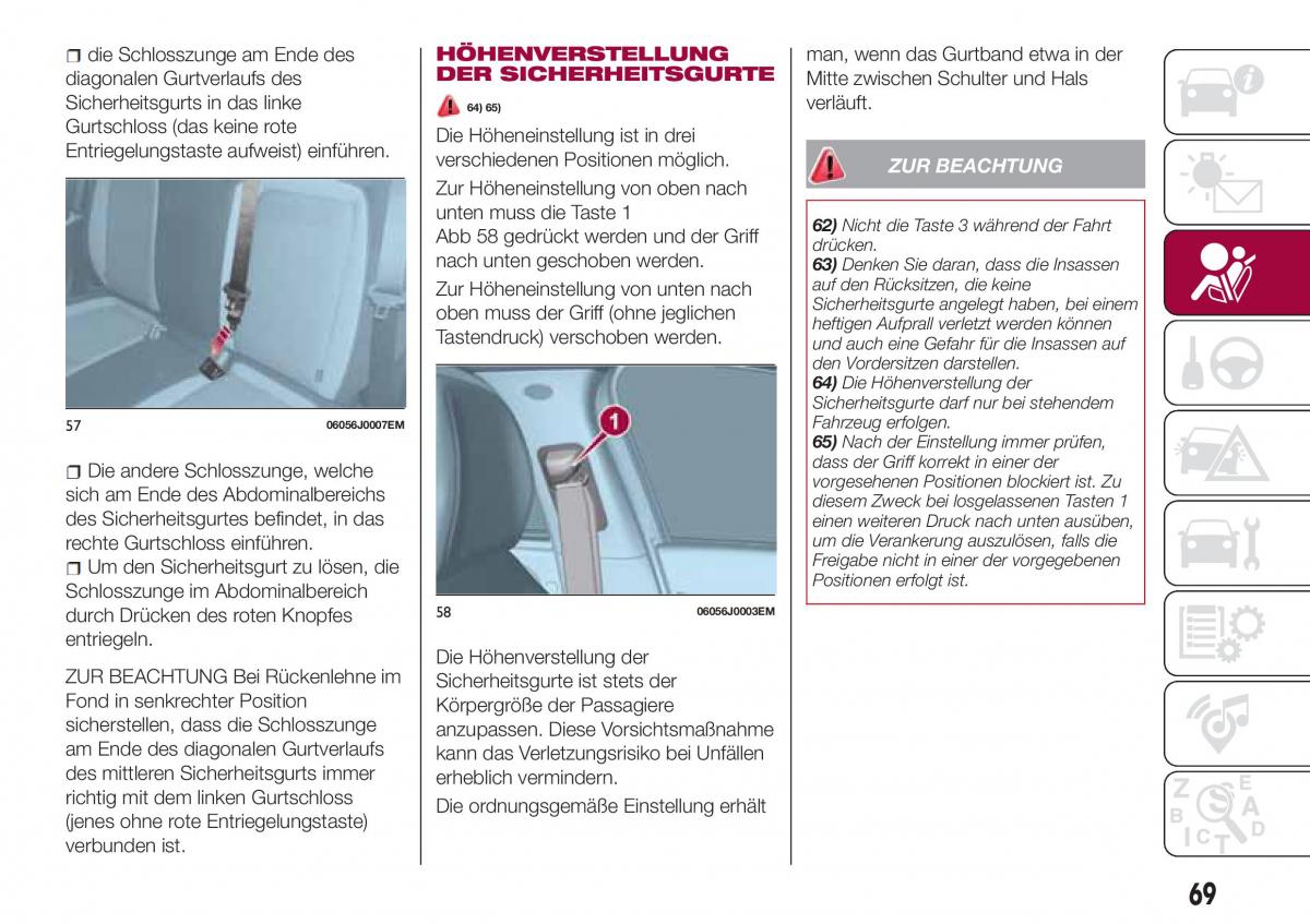 Fiat Tipo sedan Handbuch / page 71