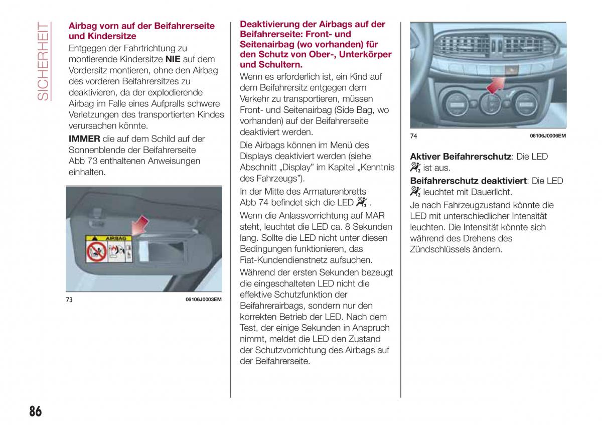 Fiat Tipo sedan Handbuch / page 88