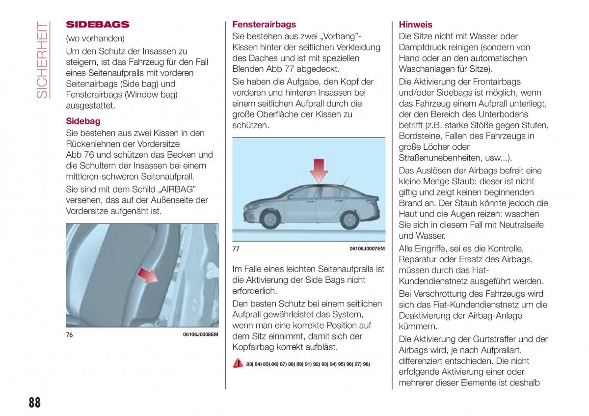 Fiat Tipo sedan Handbuch / page 90