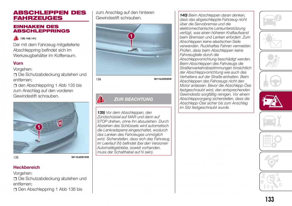 Fiat Tipo sedan Handbuch / page 135