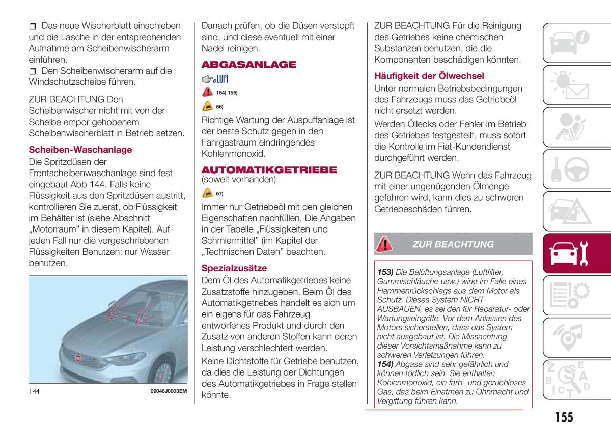 Fiat Tipo sedan Handbuch / page 157